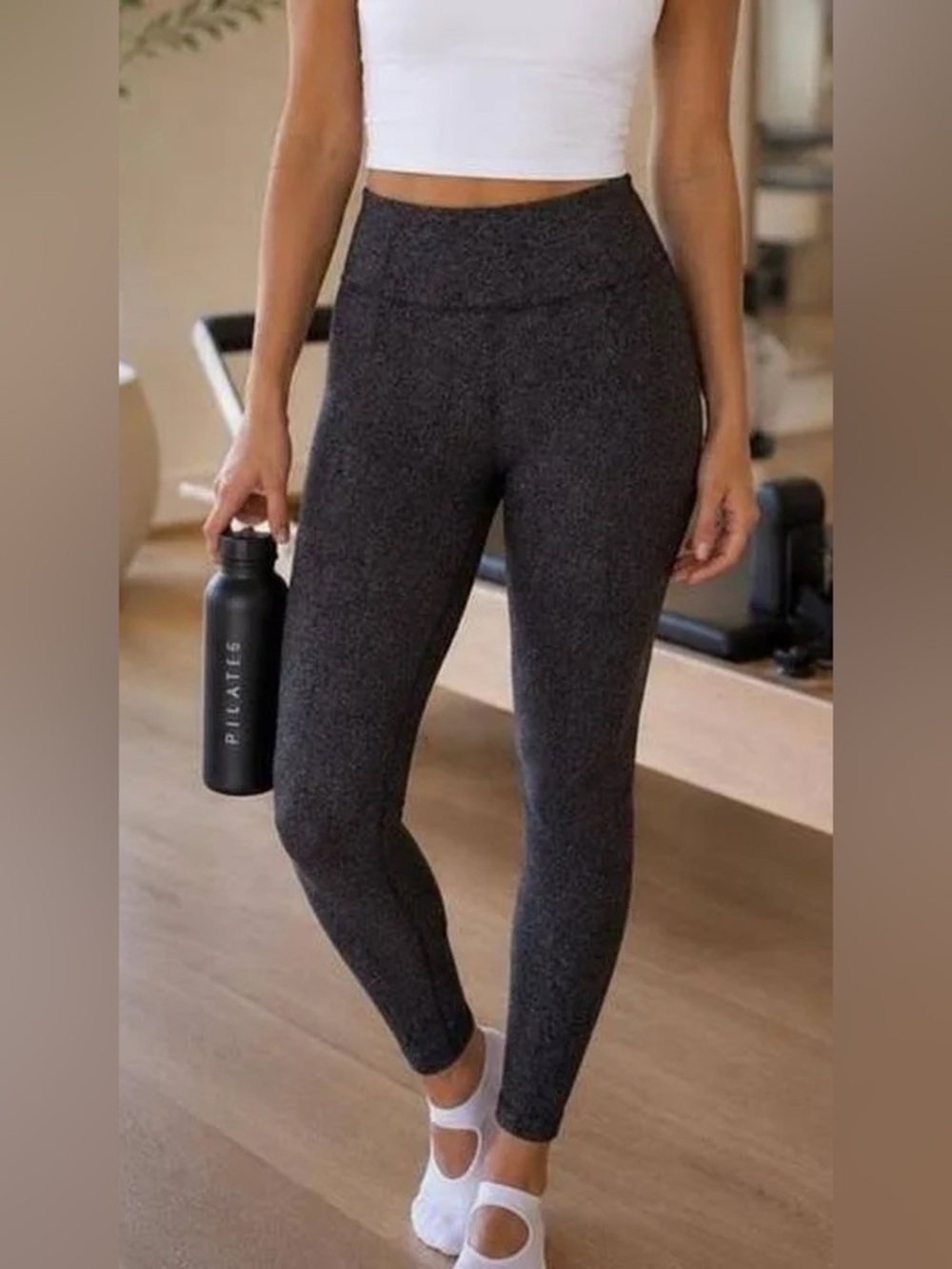 NWOT Athleta Delancey Herringbone Gray/Black High Rise Leggings Size Small
